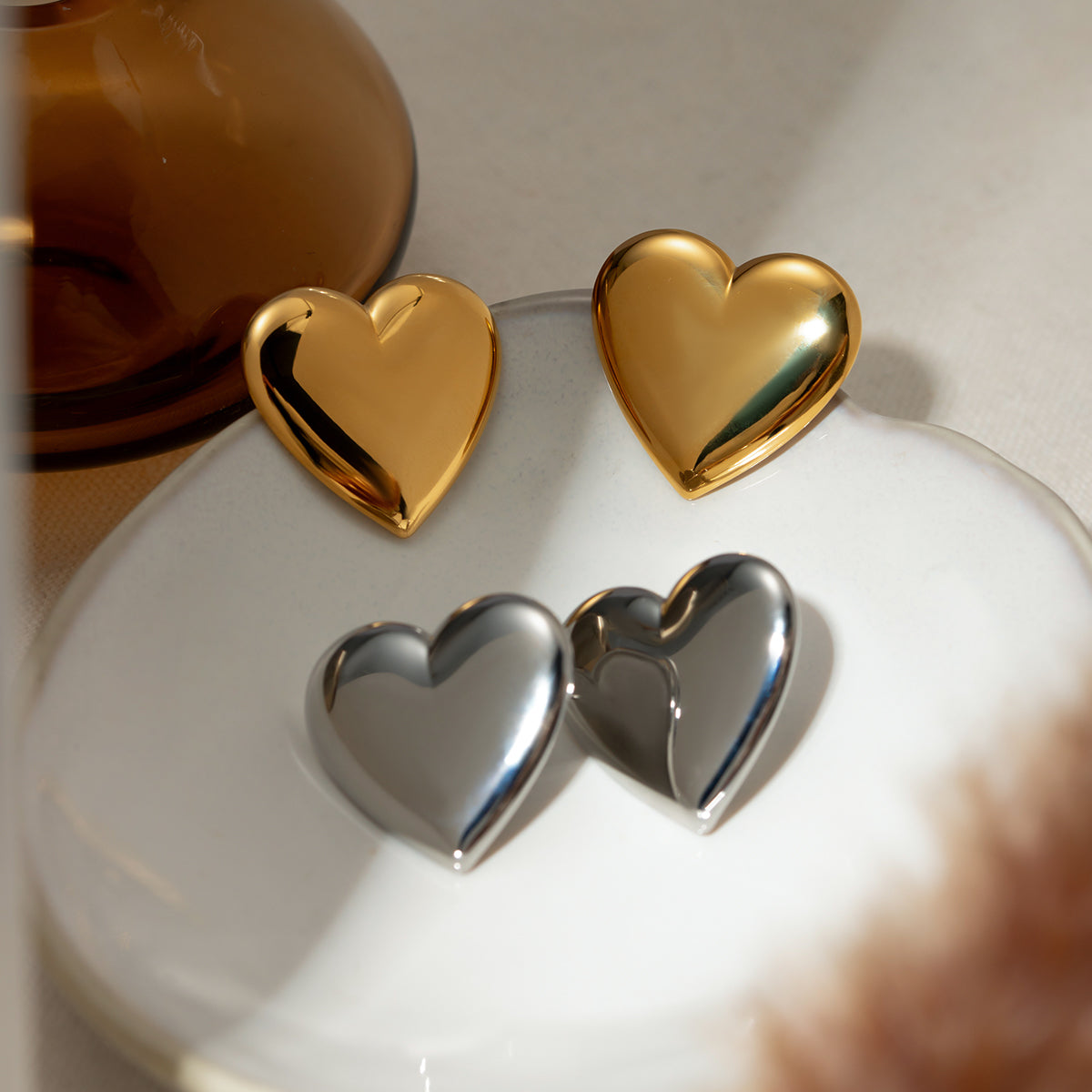 Stainless Steel Heart Stud Earrings Stainless Steel Heart Stud Earrings